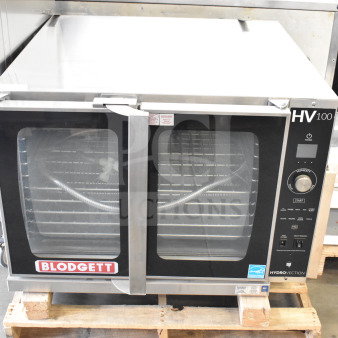 Brand new Blodgett HV100G gas convection oven with view-through doors, thermostatic controls, 60,000 BTU, on pallet.