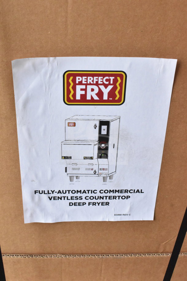BRAND NEW SCRATCH AND DENT Perfect Fry UPFC730 automatic ventless countertop deep fryer, with label and diagram.