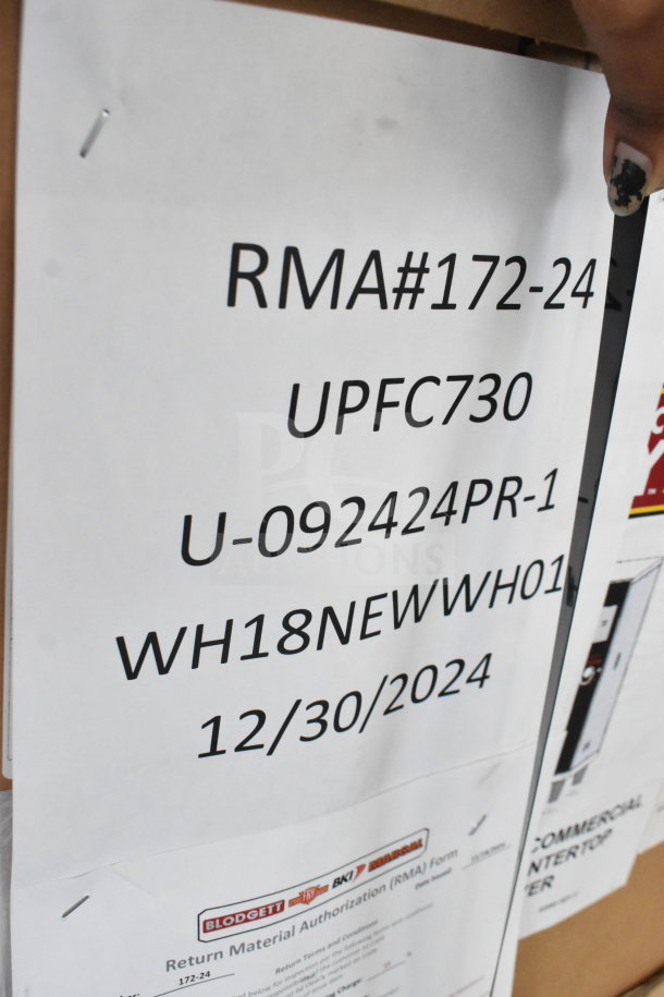 BRAND NEW Perfect Fry UPFC730 ventless deep fryer, commercial countertop model, minor scratches and dents. RMA label shown.