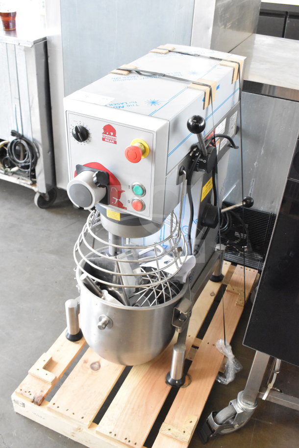 2018 Varimixer V20A, 20-quart dough mixer, brand new, with bowl, guard, whisk, paddle, hook, 115V, 1 phase.