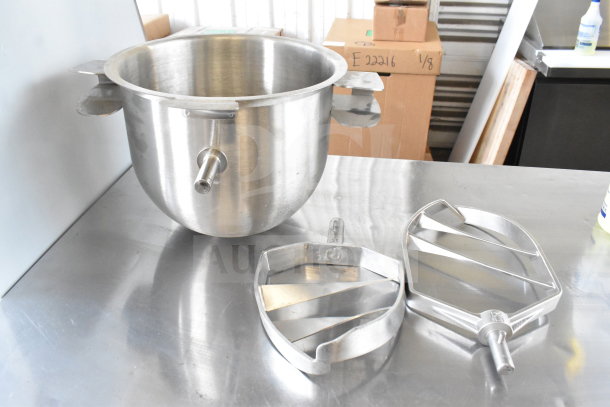 Brand new 2018 Varimixer V20A 20-quart mixer bowl with whisk, paddle, and dough hook attachments.