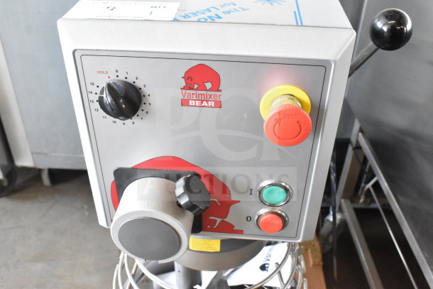 BRAND NEW 2018 Varimixer V20A, 20 Quart Dough Mixer, floor style, with bowl, guard, whisk, paddle, and dough hook. 115V.
