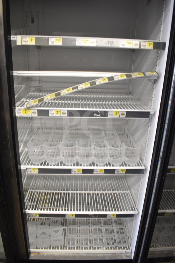 2018 True GDM-49-HC 2 Door Reach In Cooler Merchandiser, clean interior, adjustable shelves, 115V, 1 phase.