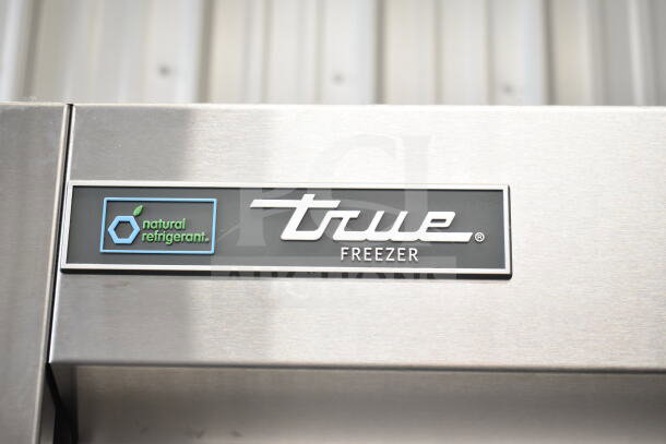 2019 True T-23F-HC commercial freezer label, showcasing "natural refrigerant" and "True Freezer" branding.