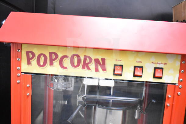 Carnival King PM30R Royalty Series 8 oz. red commercial popcorn machine, brand new, scratch and dent, 120V, 1 Phase.