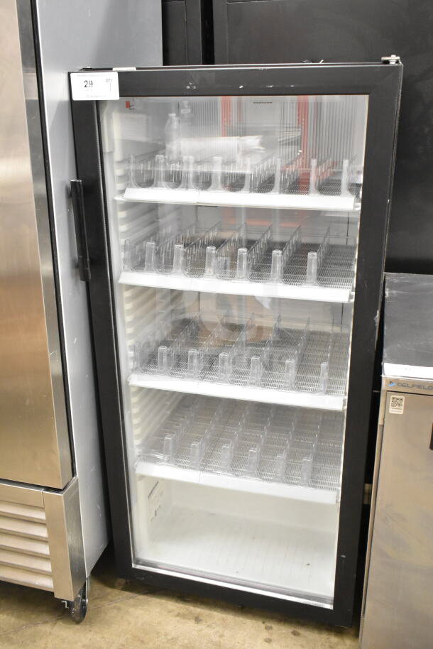 Liebherr VC213263000 single door reach-in cooler, 115V, 1-phase, white interior, glass door, commercial condition.