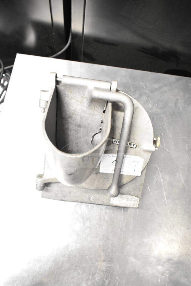 Pelican Head with Grating Blade, metal, used condition, features attachment bracket, visible Hobart label, auction item.