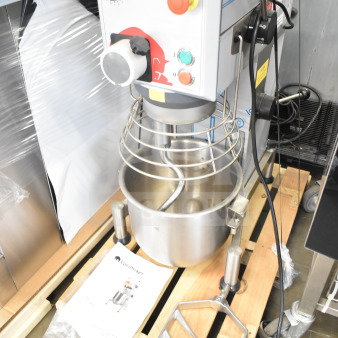 Brand new 2018 Varimixer V20A 20 Quart Dough Mixer with bowl, guard, paddle, and hook; 115V, 1 Phase, commercial-grade.