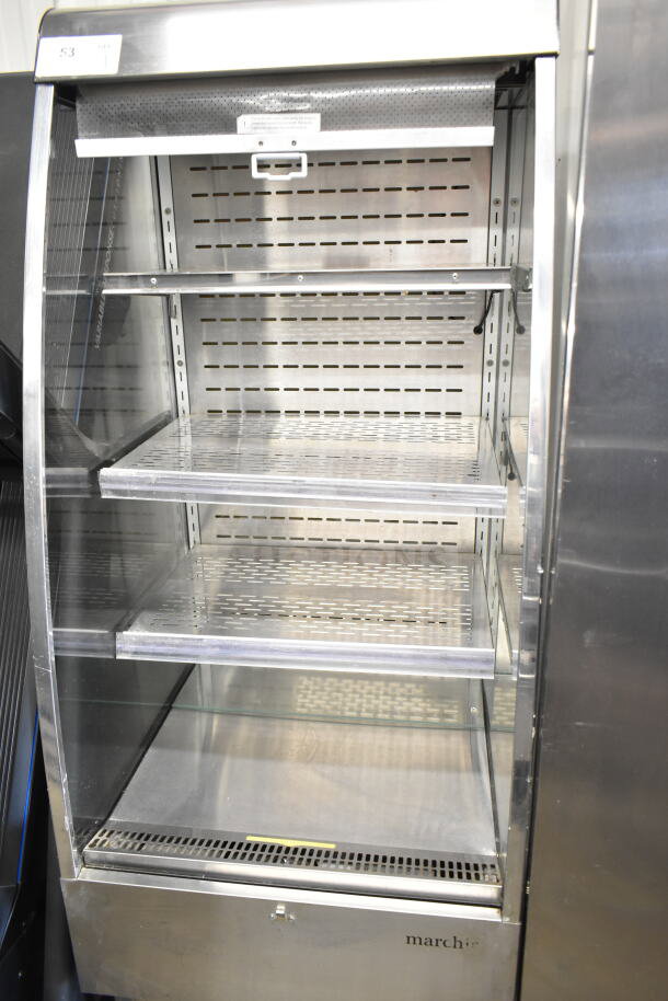 Marchia MDS250 Commercial Open Grab N Go Merchandiser, stainless steel, three adjustable shelves, 115 Volts, 1 Phase.