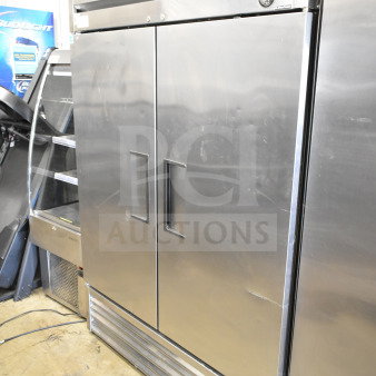2016 True T-49F commercial freezer, 2-door, 115 volts, 1 phase, stainless steel, visible True logo, good condition.