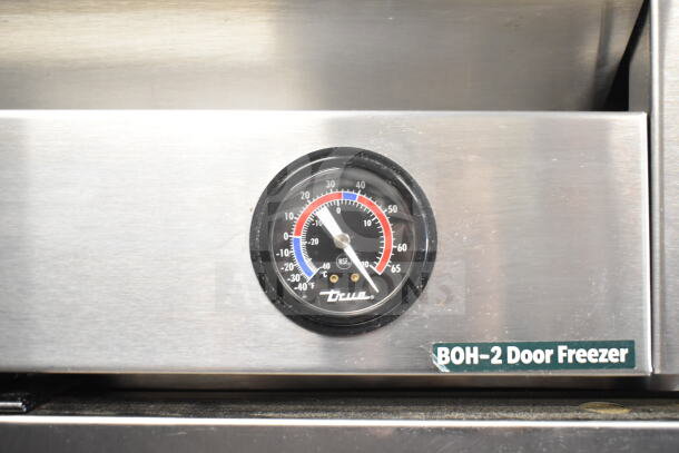 2016 True T-49F commercial freezer gauge, stainless steel, 2-door, 115V, "BOH-2 Door Freezer" label, excellent condition.