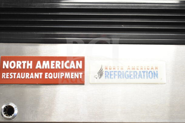 2017 North American A1GDF-GR single door freezer, 115V, 1-phase, shown with branding label and logo.