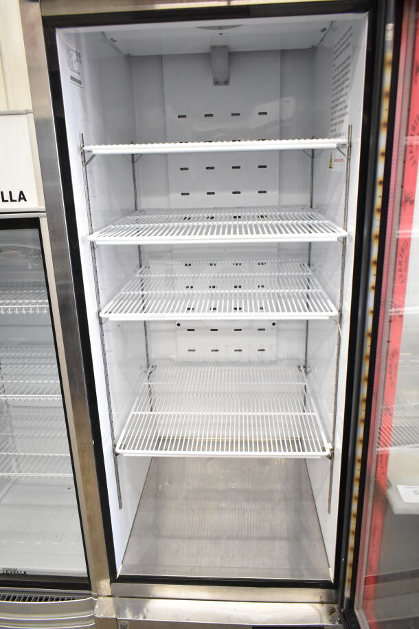 2017 North American A1GDF-GR Single Door Reach In Freezer Merchandiser, 115V, 1 Phase, glass door, four wire shelves, excellent condition.