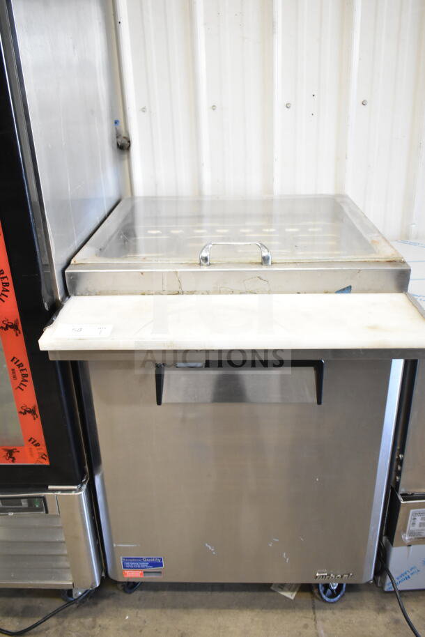 Turbo Air MST-28-12 commercial sandwich prep table, 1 door, stainless steel, visible handle, used condition.