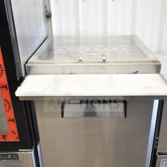 Turbo Air MST-28-12 commercial sandwich prep table, 1 door, stainless steel, visible handle, used condition.