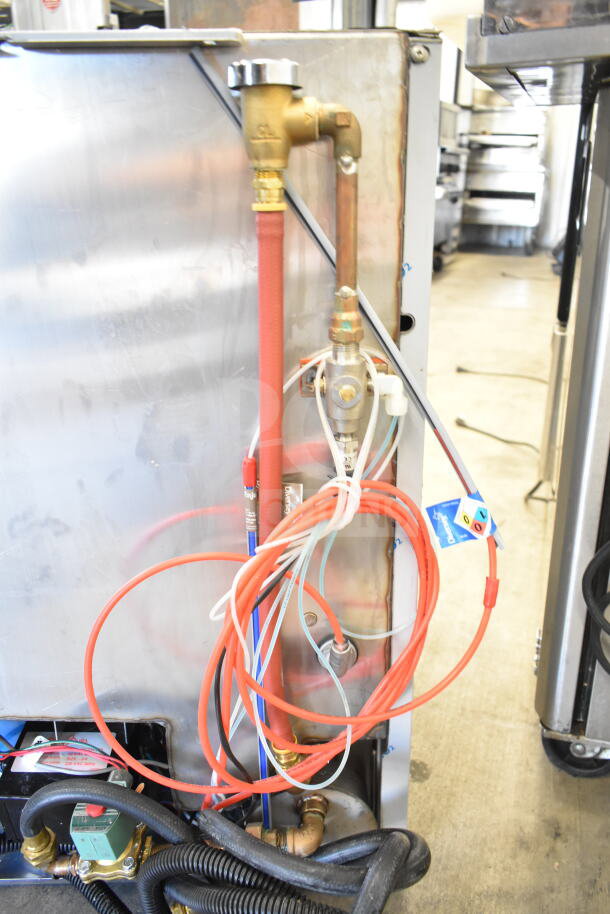 2022 Jackson DISHSTAR HT-E commercial undercounter dishwasher, 208/230V, 1 phase, showing plumbing and electrical connections.
