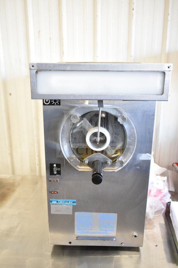 Taylor 383-27 commercial beverage machine, stainless steel, single flavor, 208-230V, 1 phase, with controls and labels.