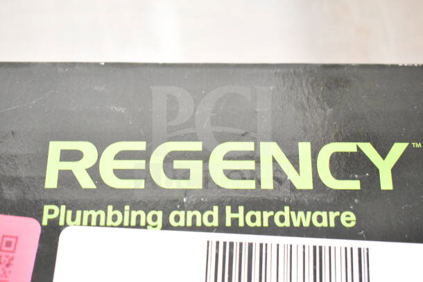 BRAND NEW Regency 600FD48 deck-mounted faucet box, featuring 4" centers and 8" swing spout. Scratch and dent condition.