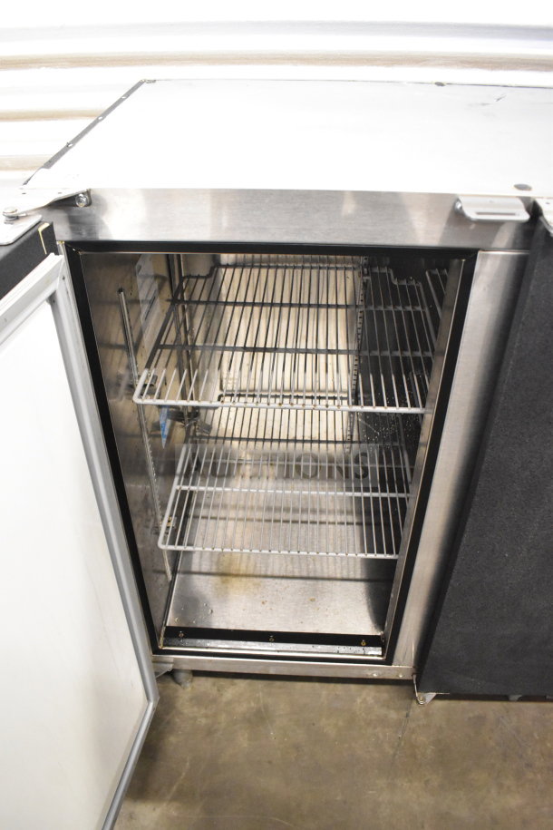 Glastender ND72-R1-BN commercial 3-door back bar cooler open, stainless steel interior, 115V, 1 phase, excellent condition.