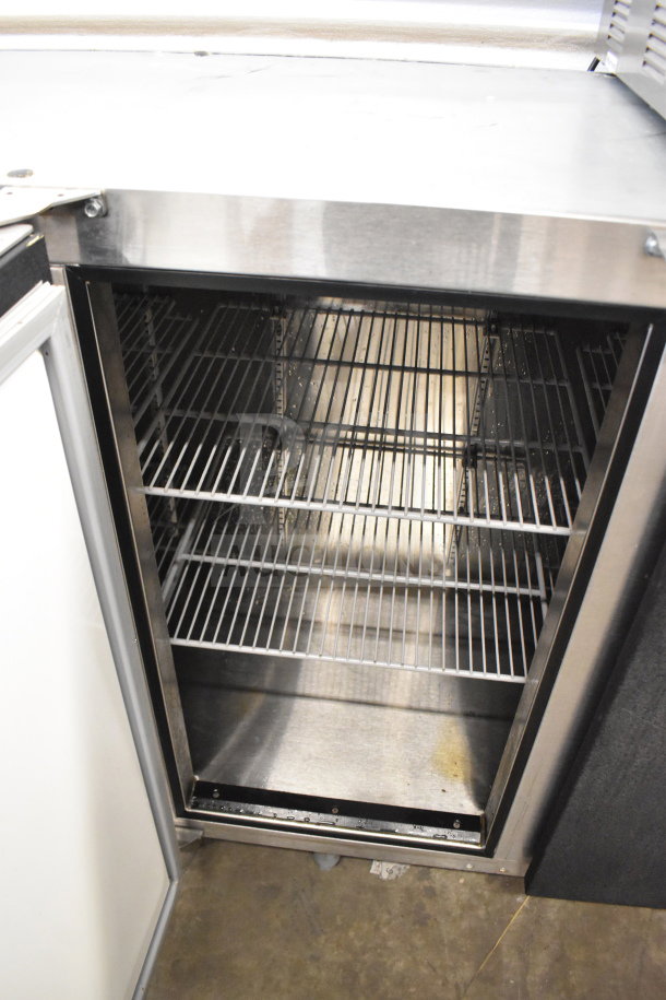 Glastender ND72-R1-BN Commercial 3 Door Back Bar Cooler, stainless steel, interior visible, 115 volts, 1 phase.