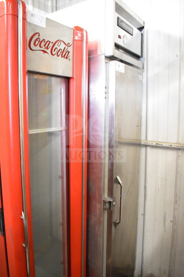 Continental 1FSE Commercial Single Door Reach-In Freezer, stainless steel, model 1FSE, 115V, 1 Phase, with branding on the upper door.