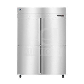 New 2023 Hoshizaki HC2A-HS full height insulated pass-thru mobile heated cabinet, 6-pan capacity, 208/230V, slight dents.