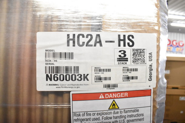 Brand new 2023 Hoshizaki HC2A-HS insulated heated cabinet, 6-pan capacity, 208/230V. Scratch and dent model. Serial N60003K.