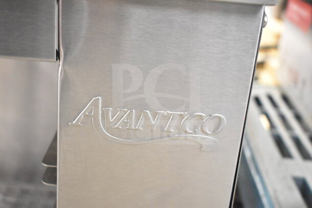 Avantco 177CHSME32IM 32" electric cheese melter, stainless steel, new with minor scratches, embossed logo visible.