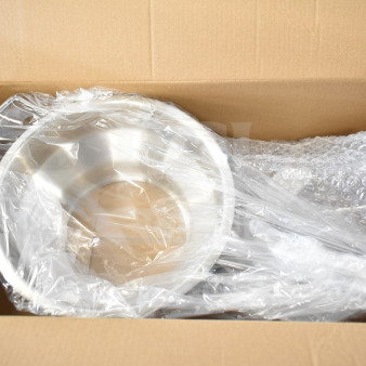 Brand new Choice 407FM2 stainless steel rotary food mill in box, includes 3 sieves, 2 Qt. capacity, scratch and dent condition.