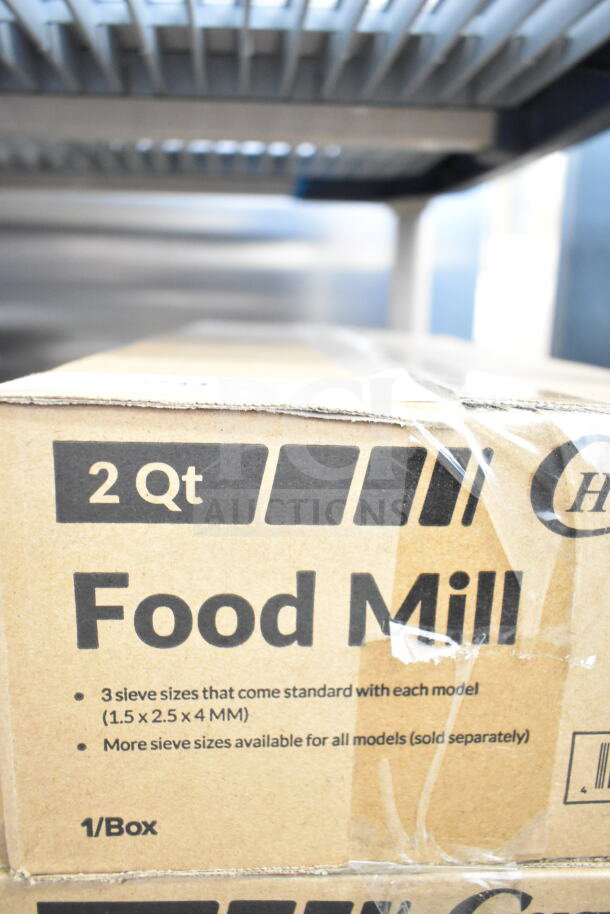 Brand new Choice 407FM2 Stainless Steel Rotary Food Mill, 2 Qt capacity, includes 3 sieves, slight scratch and dent.