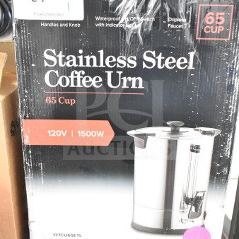 BRAND NEW SCRATCH AND DENT! Avantco 177CU65ETL 65 Cup (325 oz.) Double Wall Stainless Steel Coffee Urn / Coffee Percolator