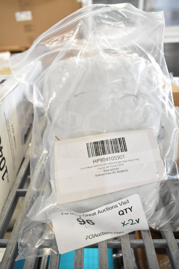 Brand new Ice-O-Matic 9041059-101 kit, labeled for water regulation, in sealed packaging. Auction lot includes additional Scotsman A32588-020 pump.