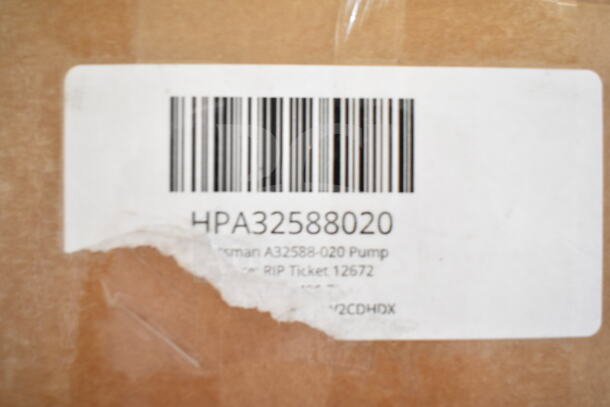 Brand new Ice-O-Matic OEM Kit and Scotsman A32588-020 Pump, scratch and dent items. Box label shows barcode and part number.