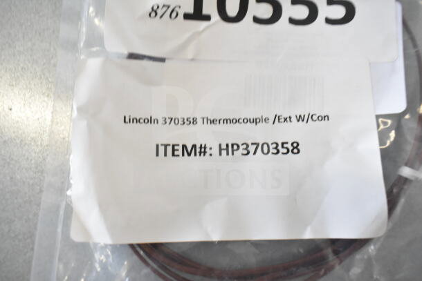 Lincoln 370358 Thermocouple with Ext W/Con label, item number HP370358, in original packaging.