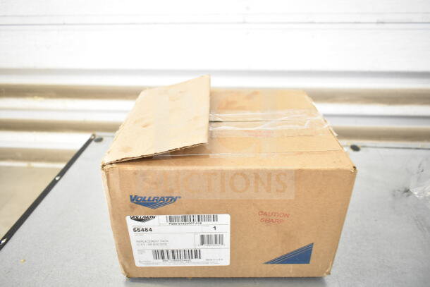 Cardboard box showing Vollrath branding and caution signs, labeled for replacement pack IC 5.1 - 3/8 (S) Dice.