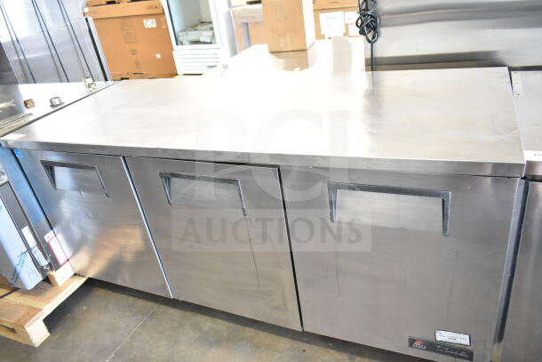True TUC-72 3 Door Undercounter Cooler, stainless steel, on casters, 115V, 1 Phase, commercial use, excellent condition.
