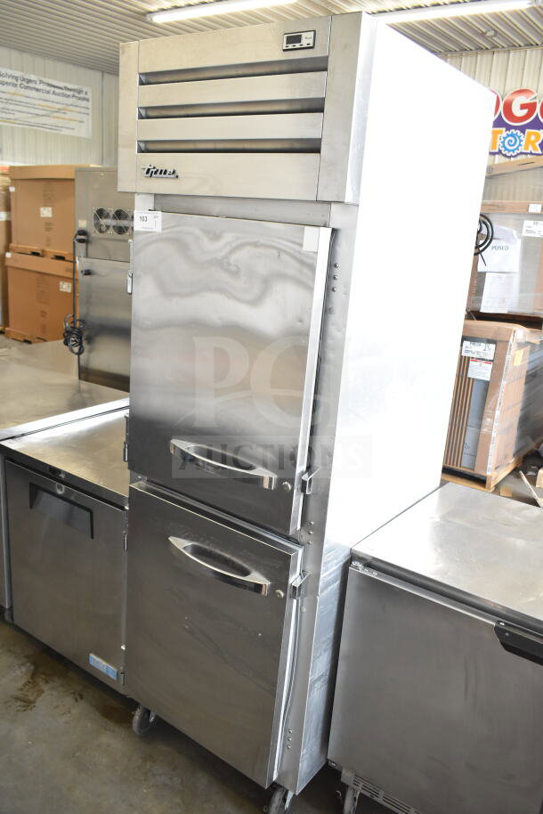 2021 True STG1F-2HSLH-HC commercial freezer, two half-size doors, 115 volts, 1 phase, stainless steel, excellent condition.