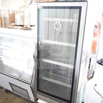 Kool-it KB27RG commercial single door reach-in cooler with glass door and commercial casters, 115V, 1 Phase, excellent condition.
