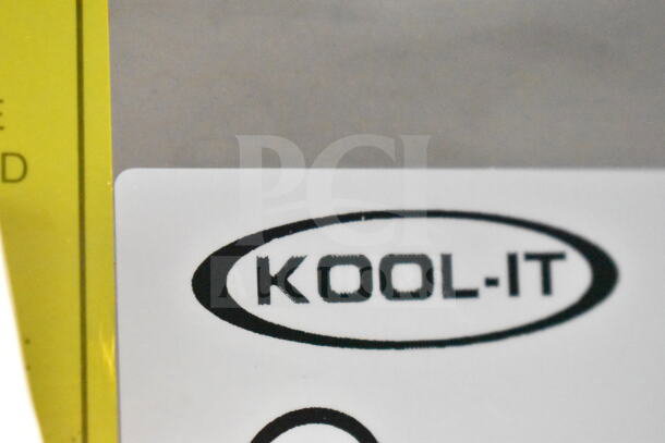 Kool-it logo label indicating the KB27RG model, a commercial single door reach-in cooler. Suitable for 115 volts, 1 phase.