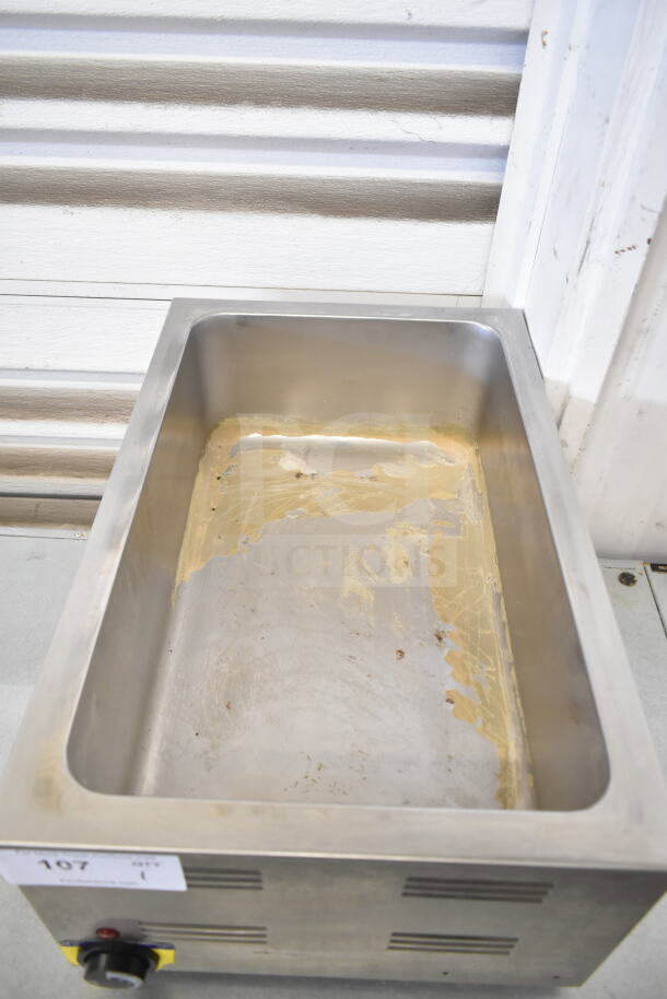 2018 Qualite RDFW-1200NP commercial countertop food warmer. Stainless steel, 120 Volts, 1 Phase, visible interior wear.
