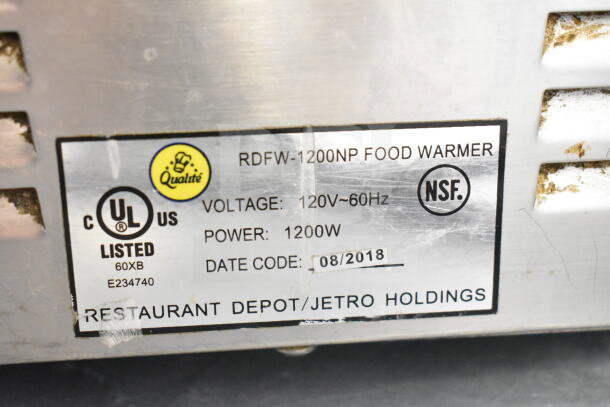 2018 Qualite RDFW-1200NP commercial countertop food warmer; UL listed, NSF certified, 120V, 1200W, manufactured 08/2018.