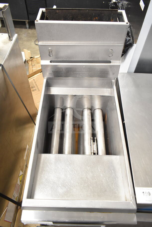 2017 Pitco Frialator 45C deep fat fryer, stainless steel, natural gas, 122,000 BTU, on commercial casters.