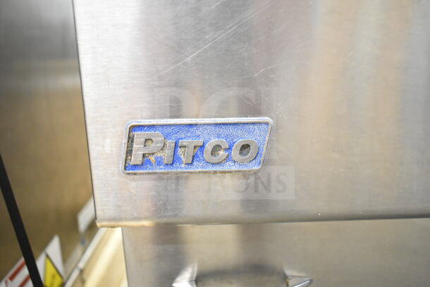 2017 Pitco Frialator 45C commercial deep fryer, natural gas, 122,000 BTU, on casters, logo detail visible.