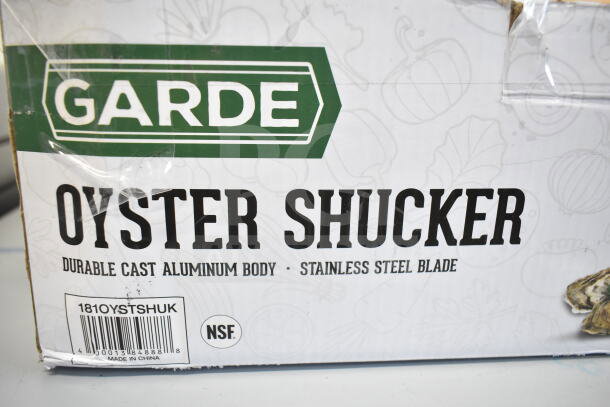 Garde 181OYSTSHUK Oyster Shucker box, featuring a durable cast aluminum body and stainless steel blade. Brand new, scratch and dent.