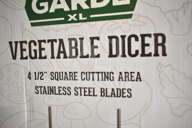 BRAND NEW Garde XL XLDC38 3/8" Heavy-Duty Vegetable Dicer, 4 1/2" cutting area, stainless steel blades, minor scratches.