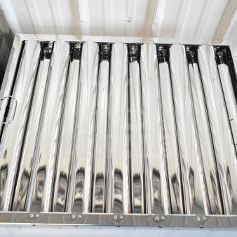 2 brand new stainless steel hood filters, model 190HFC2520S, 20"x25"x2", displayed with packaging.