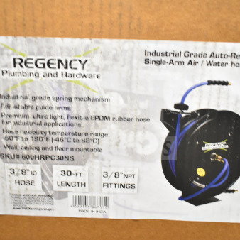 BRAND NEW SCRATCH AND DENT! Regency 600HRPC30NS Open Powder-Coated Steel Hose Reel with 30' x 3/8" Hose
