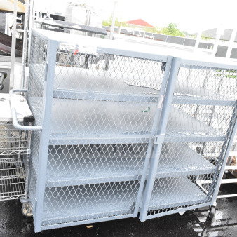 Gray 4 Tier Shelving Unit w/ 2 Doors.