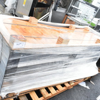 Regency 30"x96" stainless steel table, type 304, enclosed base, open front, adjustable midshelf, scratch and dent, new condition.