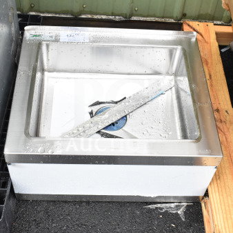 Brand new Regency 600SM16206 one compartment floor mop sink, 25" 16-gauge stainless steel, 20"x16"x6" bowl, minor scratches.